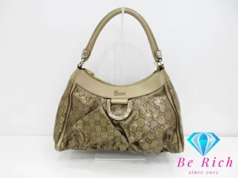 Gucci Handbag Tote Bag GG Crystal Leather Vinyl Brown Gold